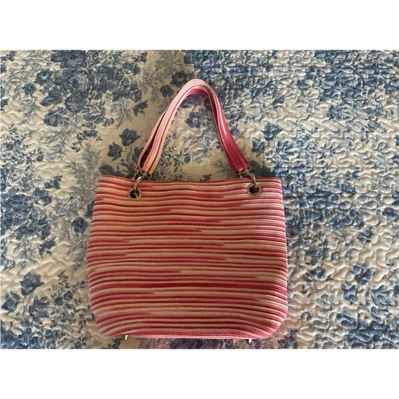 Chic Pink Striped Tote Bag NEW - Picture 1 of 3